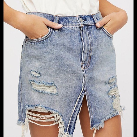 Free People Dresses & Skirts - WE THE FREE Ripped Denim Skirt | Size 29